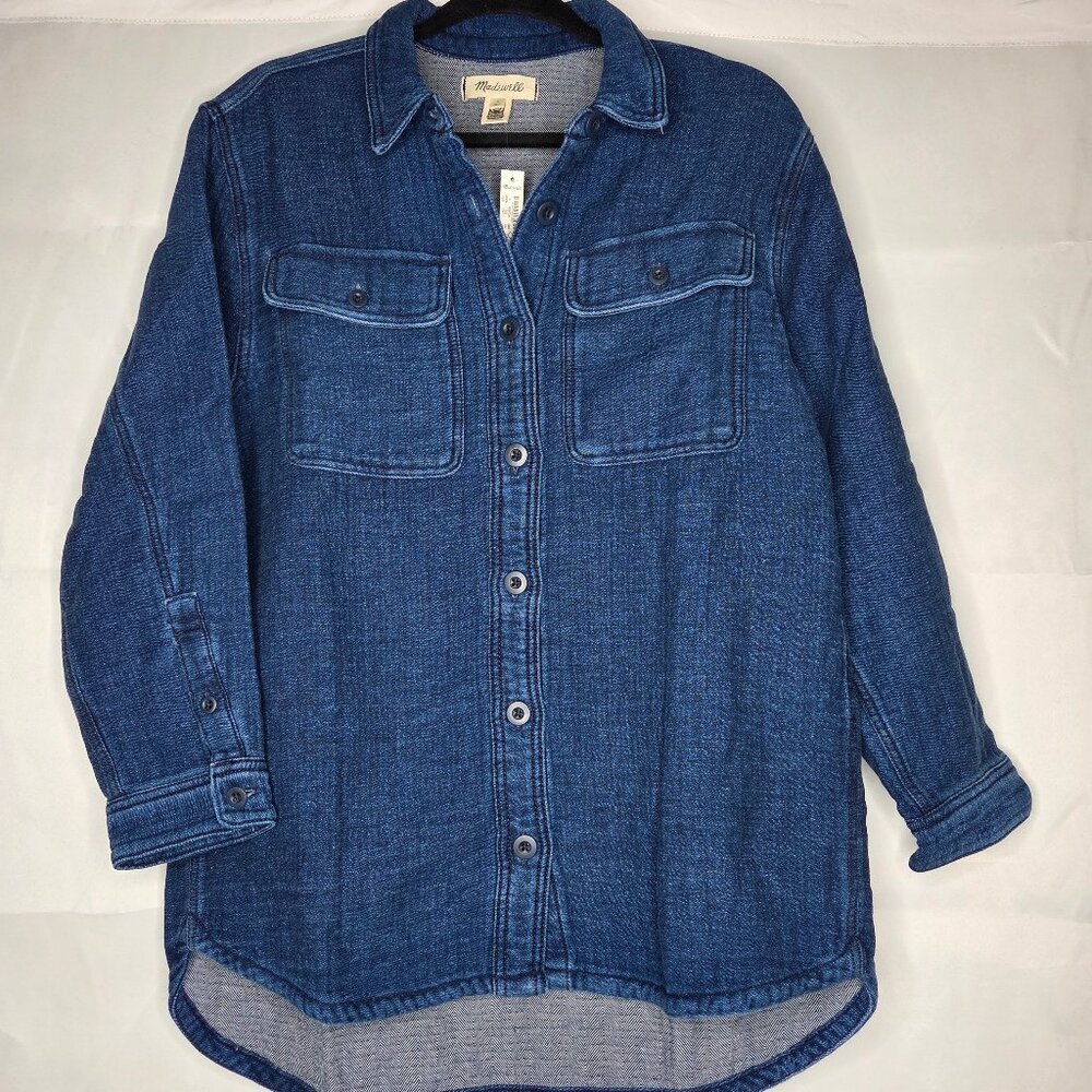 NWT Madewell Double-Weave Denim Shirt-Jacket Herringbone Blue Size Small